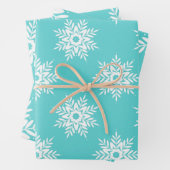 Mint White Snowflake Pattern Inpakpapier Vel (In situ)