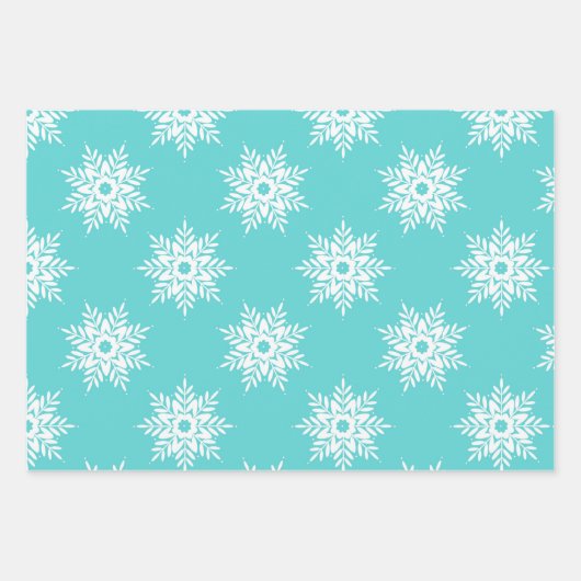 Mint White Snowflake Pattern Inpakpapier Vel (Voorkant)