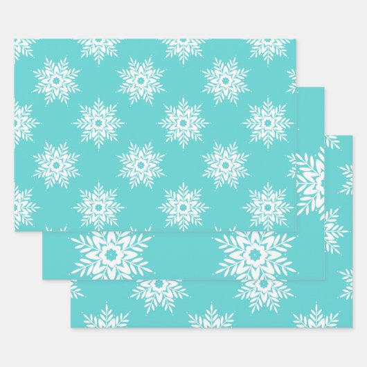 Mint White Snowflake Pattern Inpakpapier Vel (Set)