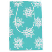 Mint White Snowflake Pattern Medium Cadeauzakje (Voorkant)