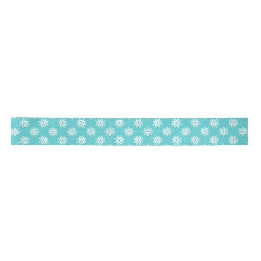 Mint White Snowflake Pattern Satijnen Lint (Voorkant)