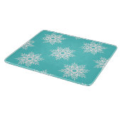 Mint White Snowflake Pattern Snijplank (Hoek)
