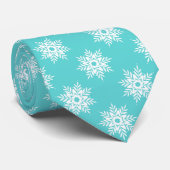 Mint White Snowflake Pattern Stropdas (Opgerold)