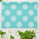 Mint White Snowflake Pattern Theedoek (Gevouwen)
