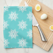 Mint White Snowflake Pattern Theedoek (Quarter Fold)
