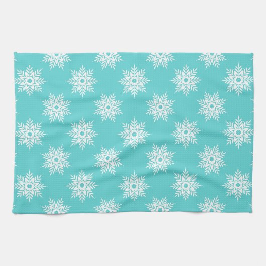 Mint White Snowflake Pattern Theedoek (Horizontaal)
