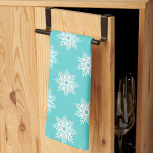 Mint White Snowflake Pattern Theedoek