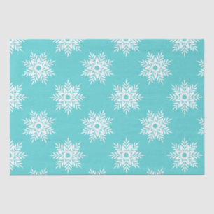 Mint White Snowflake Pattern Tissuepapier