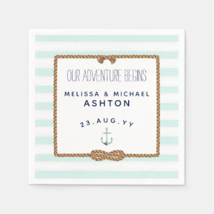 Mint & White Stripe Nautical Knot Infinity Wedding Servet