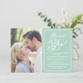Mint & White Whimsical Engagement Party - Uitnodig Kaart (Staand voorkant)