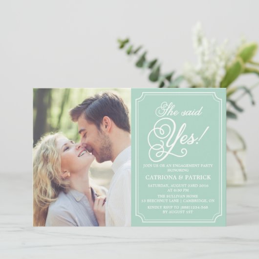Mint & White Whimsical Engagement Party - Uitnodig Kaart (Staand voorkant)