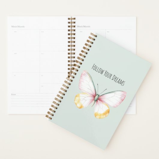 Mint White Yellow Pink Teal Butterfly Planner (Display)