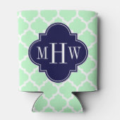 Mint WhMarokkaanse marineblauw 3 Initiaal monogram Blikjeskoeler (Achterkant)