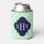 Mint WhMarokkaanse marineblauw 3 Initiaal monogram Blikjeskoeler (Blikje Achterkant)