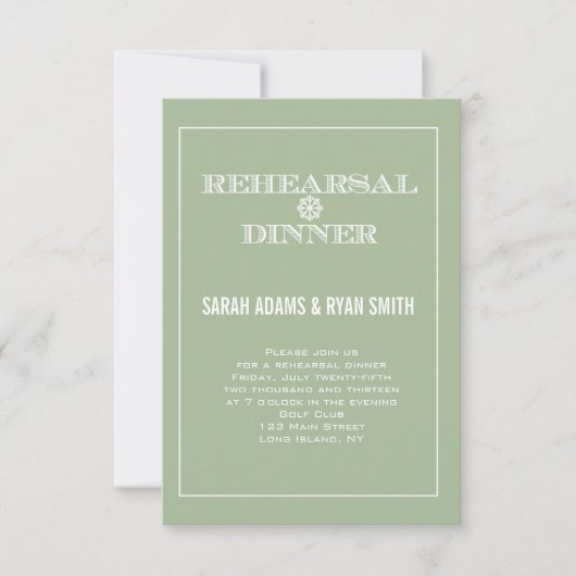 Mint Winter Wedding Rehearsal Dinner Invitations Kaart (Voorkant)