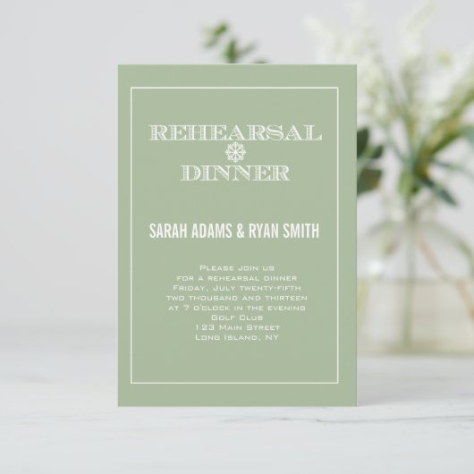 Mint Winter Wedding Rehearsal Dinner Invitations Kaart (Staand voorkant)