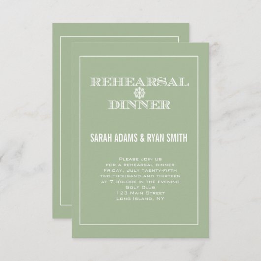 Mint Winter Wedding Rehearsal Dinner Invitations Kaart (Voorkant / Achterkant)