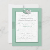 Mint, wit AFGEDRUKTE RIBBON Floral Reply Kaart (Achterkant)