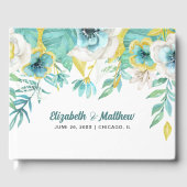 Mint Wit | Geel Bloemen Waterverf Bruiloft Gastenboek (Voorkant)