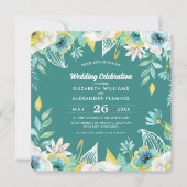 Mint wit geel bloemenbruiloft Waterverf Kaart (Voorkant)