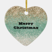 Mint wit glam gouden fonkeling glitter keramisch ornament (Voorkant)