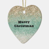 Mint wit glam gouden fonkeling glitter keramisch ornament (Links)