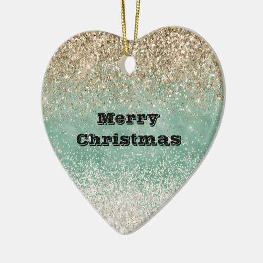 Mint wit glam gouden fonkeling glitter keramisch ornament (Links)