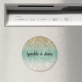 Mint wit glam gouden fonkeling glitter magneet (Insitu (Vaatwasser))