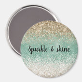 Mint wit glam gouden fonkeling glitter magneet (Voorkant / Achterkant)