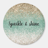 Mint wit glam gouden fonkeling glitter magneet (Voorkant)
