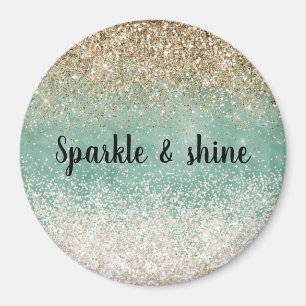 Mint wit glam gouden fonkeling glitter magneet