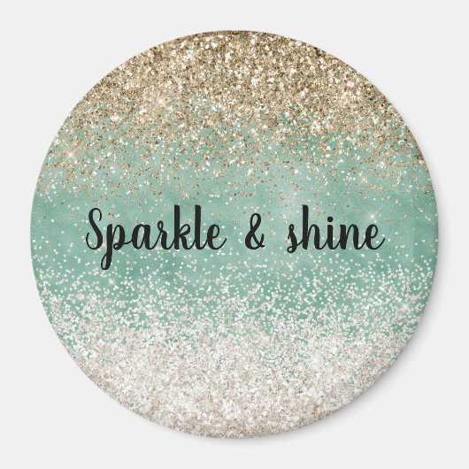 Mint wit glam gouden fonkeling glitter magneet (Voorkant)