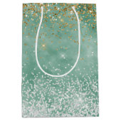 Mint wit glam gouden fonkeling glitter medium cadeauzakje (Voorkant)