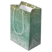 Mint wit glam gouden fonkeling glitter medium cadeauzakje (Achterkant Gekanteld)