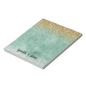 Mint wit glam gouden fonkeling glitter notitieblok (Linkerzijde)