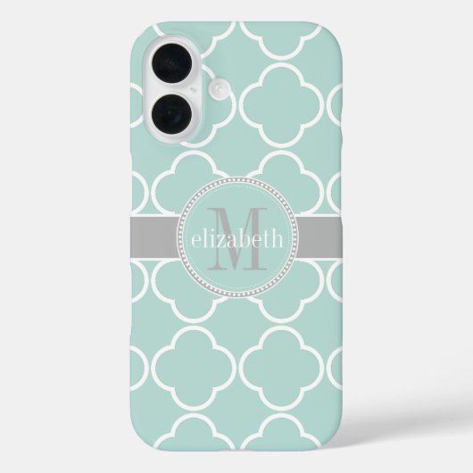 Mint | wit | Grauwe kaolienomvergooienmonogram Case-Mate iPhone Case (Achterkant)
