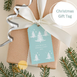 Mint wit minimalistische kerstbomen cadeau Labels Cadeaulabel
