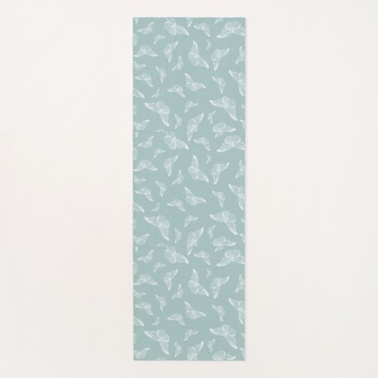Mint wit vlinderpatroon yogamat (Voorkant)