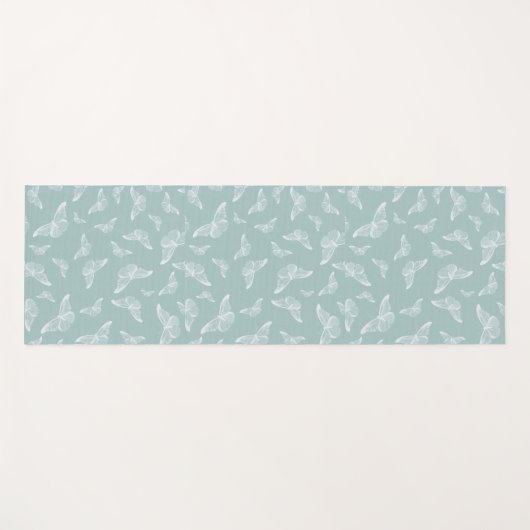 Mint wit vlinderpatroon yogamat (Voorkant (horizontaal))