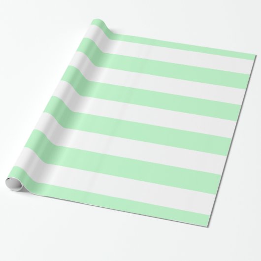 Mint, Wit XL Strepenpatroon Cadeaupapier (Uitgerold)
