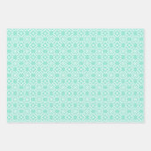 Mint & Witte Bloem Lattice Patroon Inpakpapier Vel (Voorkant 3)