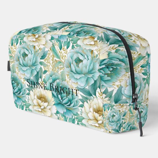 Mint Witte Bloemen Toilettasje (Rechterhoek)