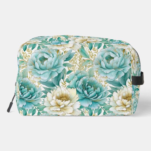 Mint Witte Bloemen Toilettasje (Achterkant)