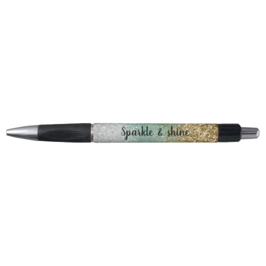 Mint Witte Glam Gouden Schitter Glitter Pen (Voorkant)