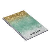 Mint Witte Glam Gouden Schittering Glitters Notitieboek (Rechterzijde)