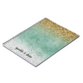 Mint Witte Glam Gouden Schittering Glitters Notitieboek (Linkerzijde)