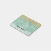 Mint Witte Glam Gouden Schittering Glitters Post-it® Notes (Schuin)