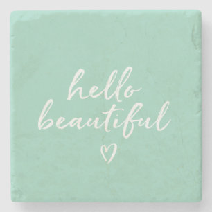Mint Witte Hallo Mooi Inspirerend Hart Stenen Onderzetter