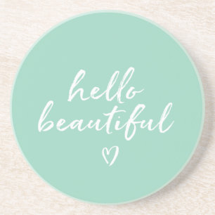 Mint Witte Hallo Mooi Inspirerend Hart Zandsteen Onderzetter