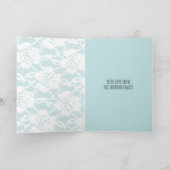 Mint witte kant rozen bloemenbruiloftsdag kaart (Binnen)